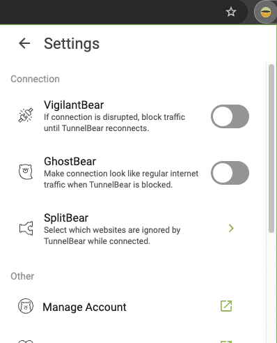 TunnelBear Chrome extension