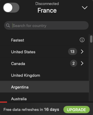 TunnelBear server list