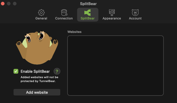 TunnelBear splitbear