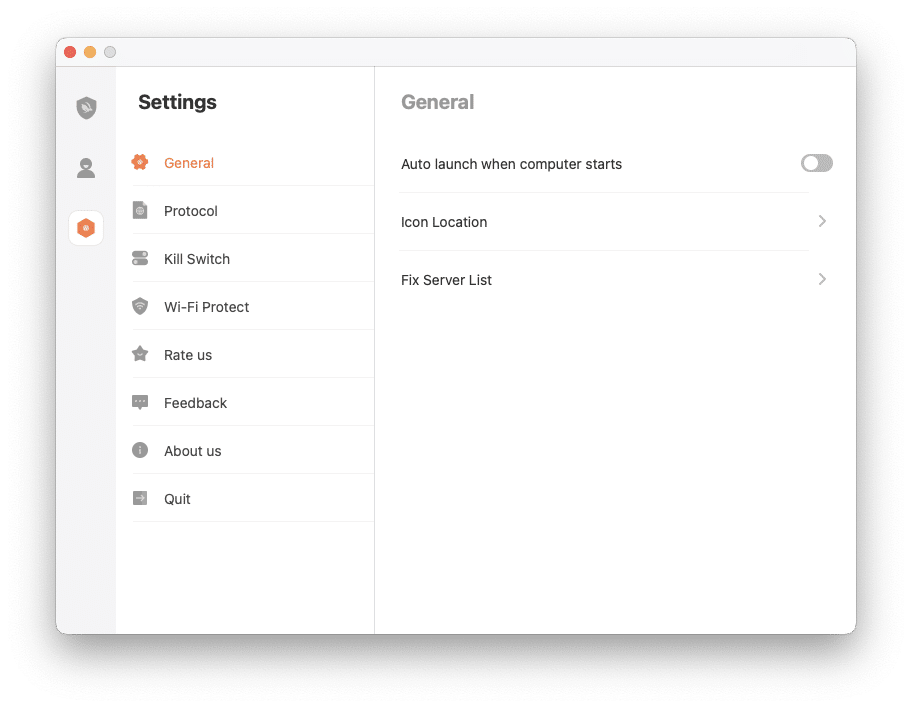 Turbo VPN general options