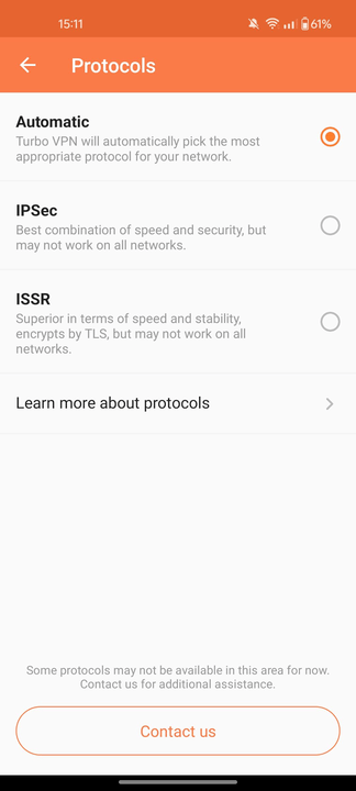 Turbo VPN iOS protocols