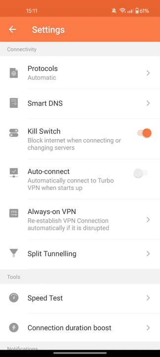 Turbo VPN iOS settings