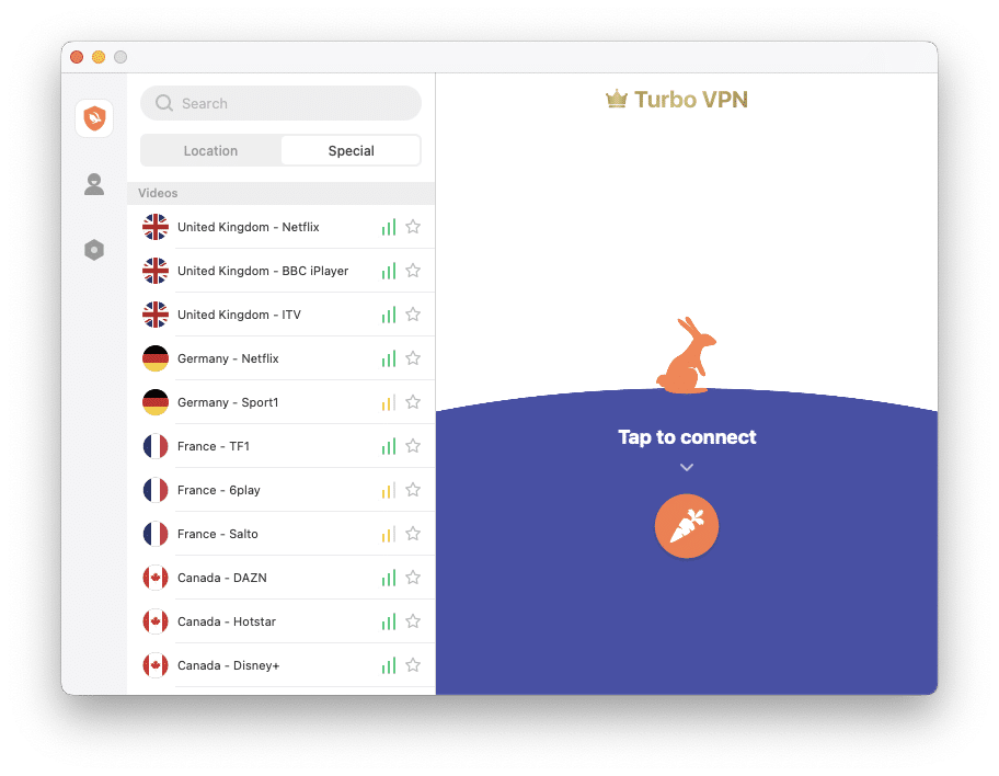 TurboVPN special servers