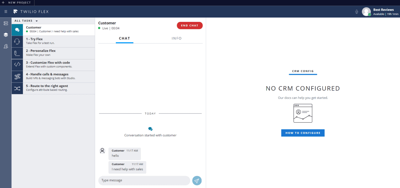 Twilio Flex web chat