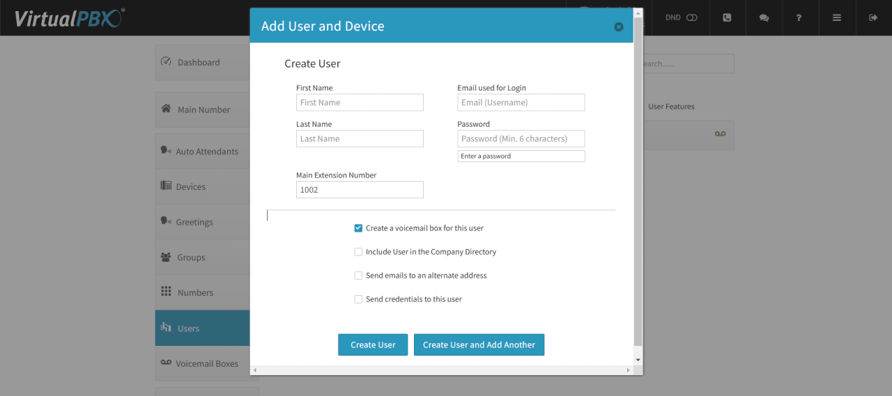 VirtualPBX add a number