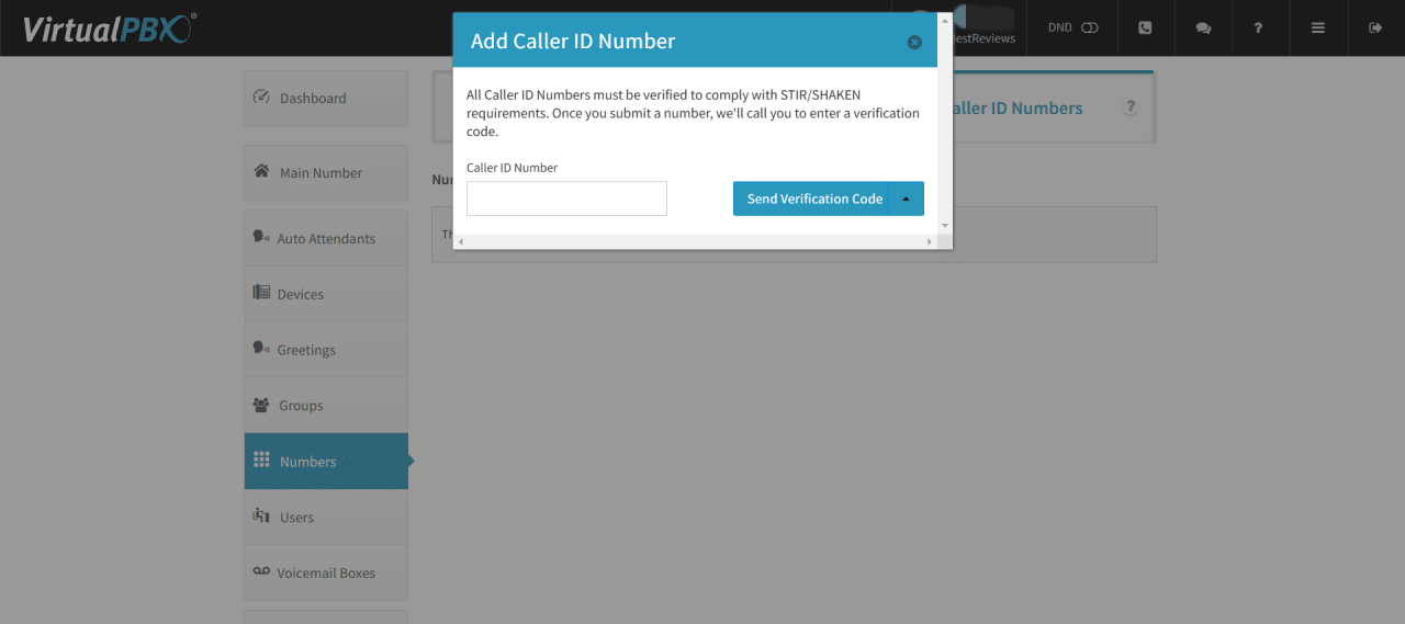 VirtualPBX caller ID numbers