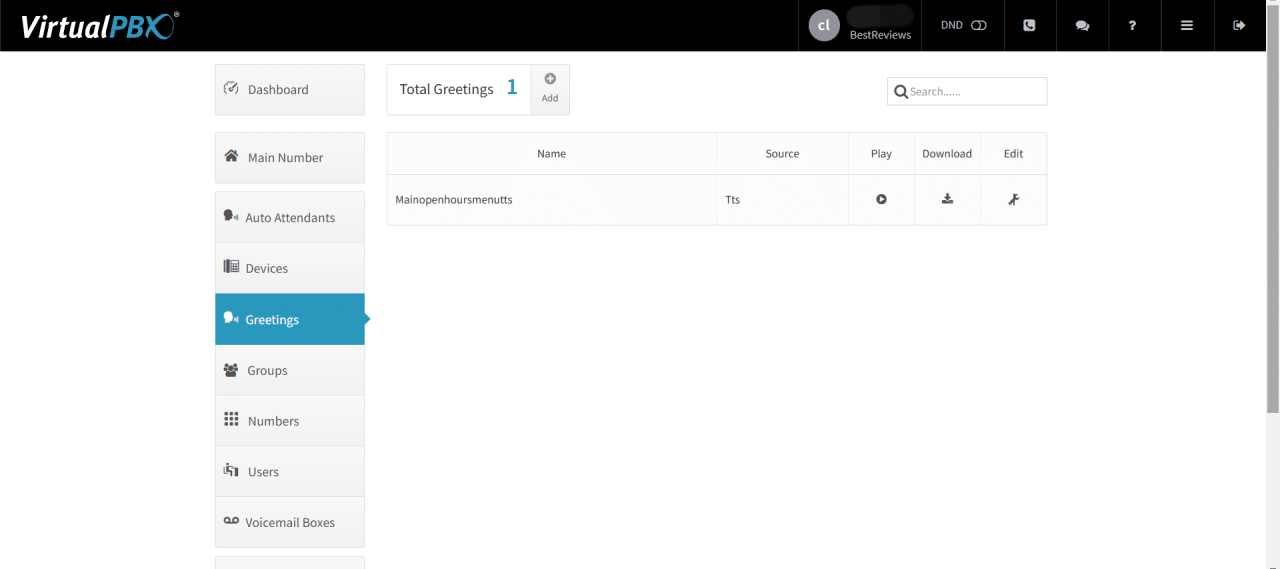 VirtualPBX greetings