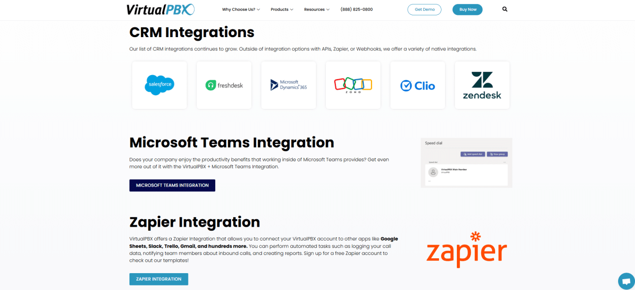 VirtualPBX integrations