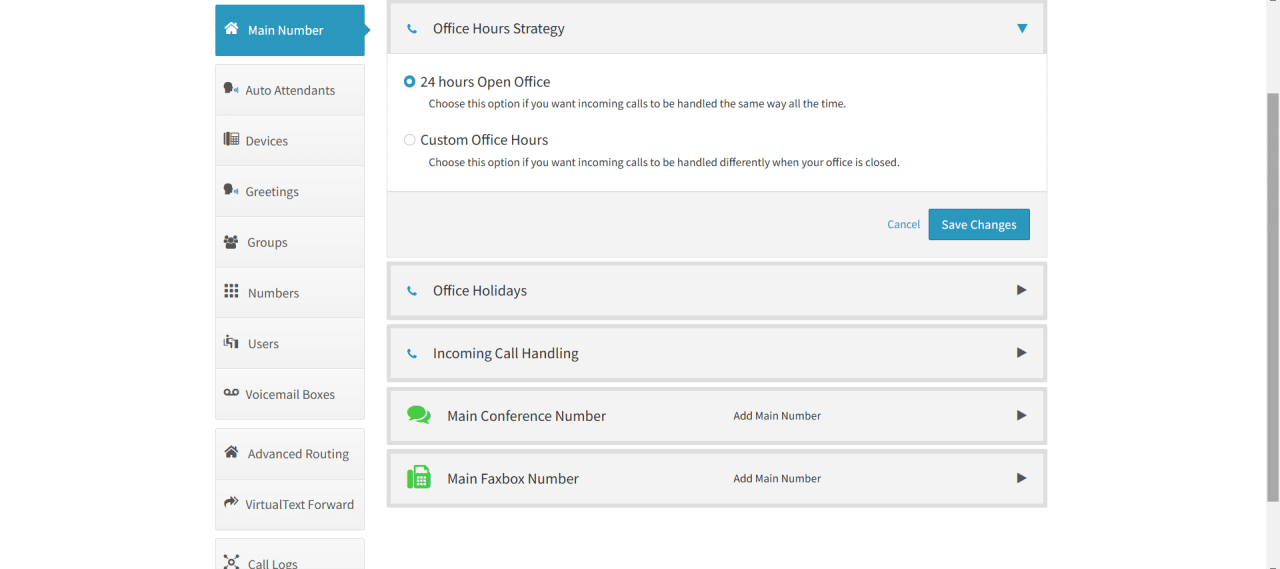 VirtualPBX office hours