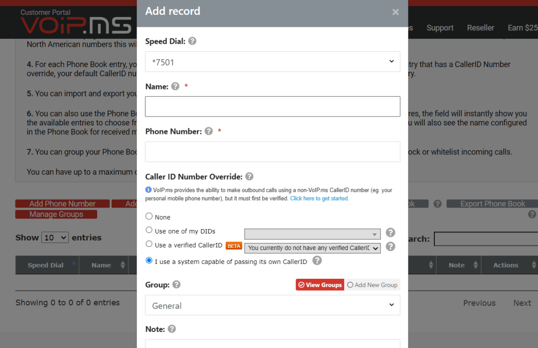 VoIP.ms address books