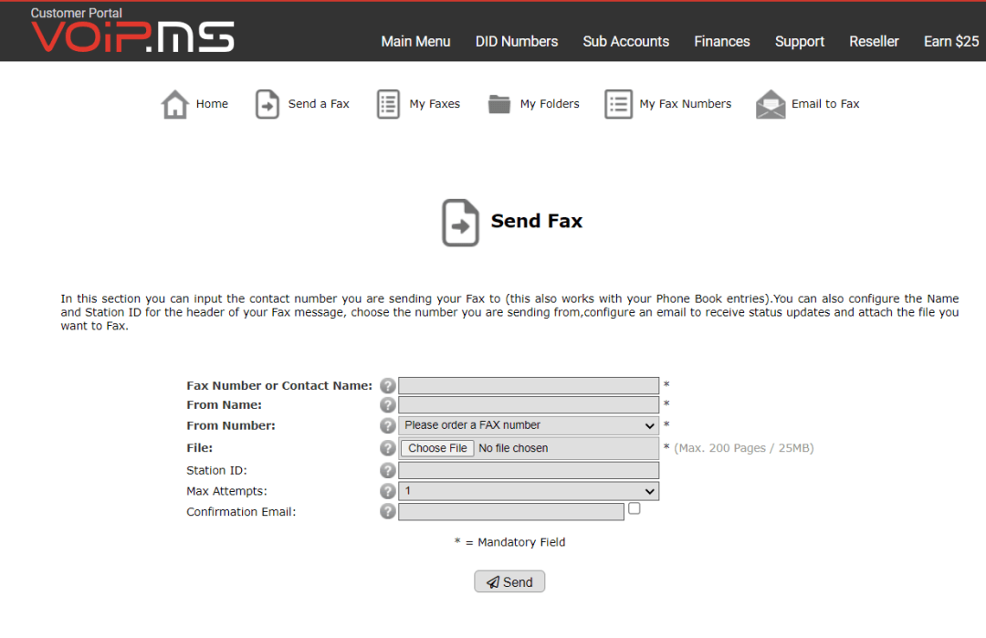 VoIP.ms online faxing
