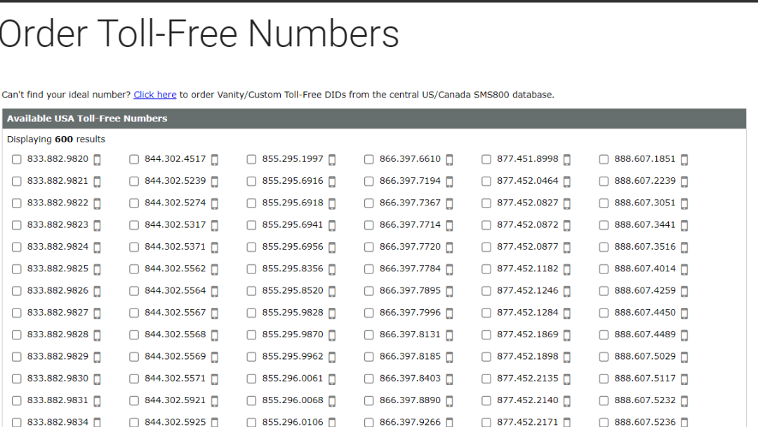 VoIP.ms toll-free numbers
