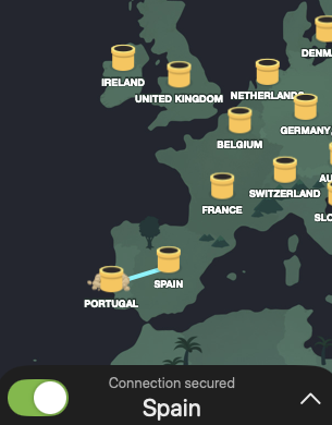 VPN connected to Spain