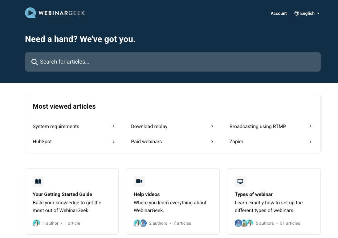 WebinarGeek customer support
