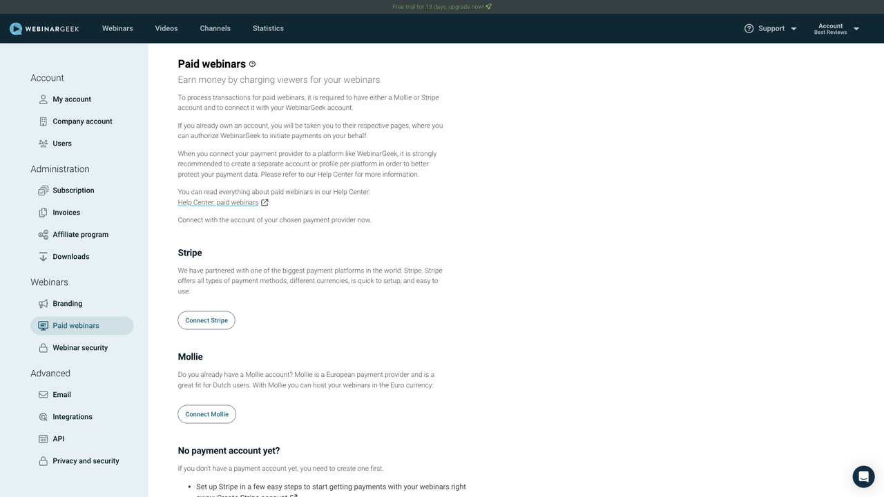 WebinarGeek payment options