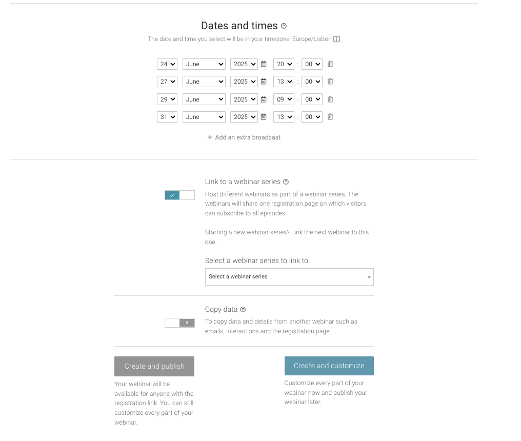 WebinarGeek webinar scheduling