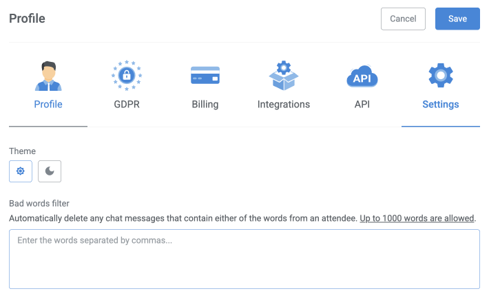WebinarJam bad words filter