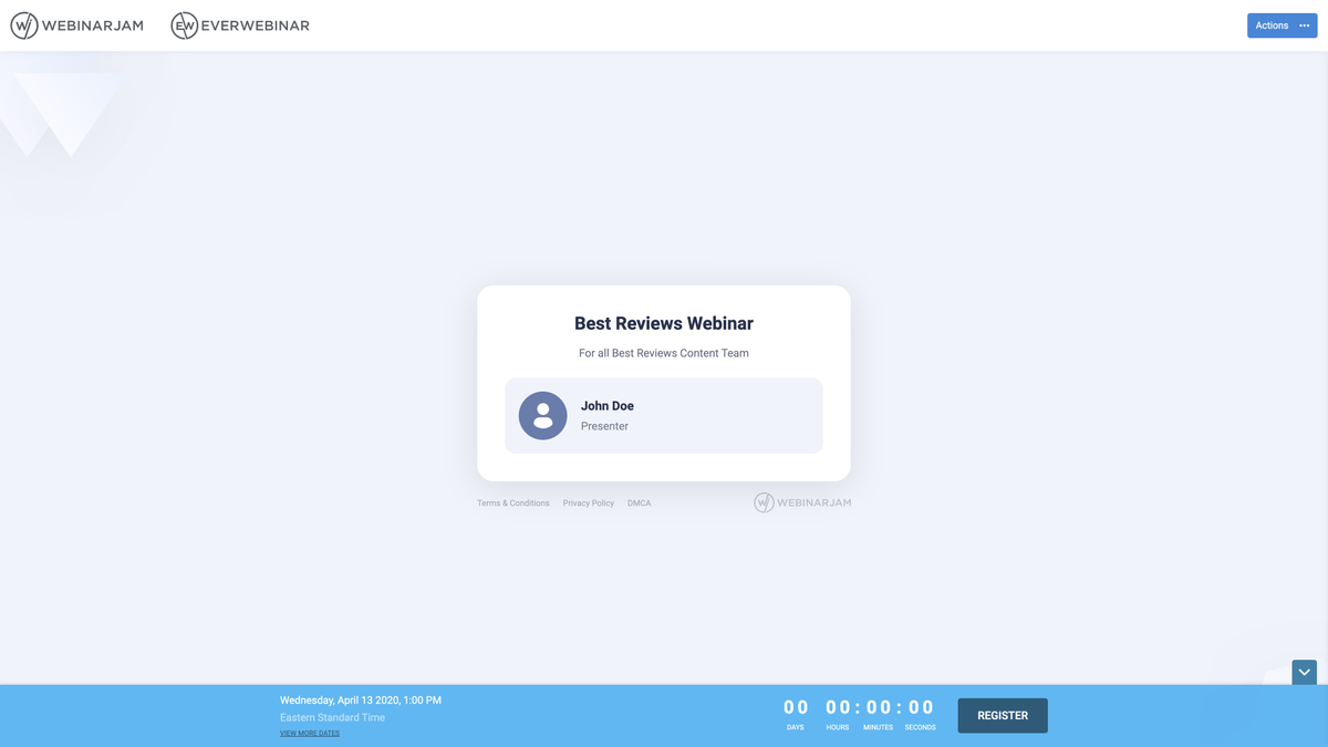 WebinarJam registration page builder
