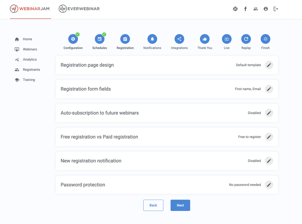 WebinarJam registration settings