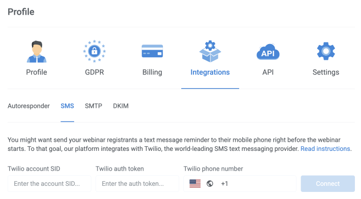 Webinar SMS Notifications