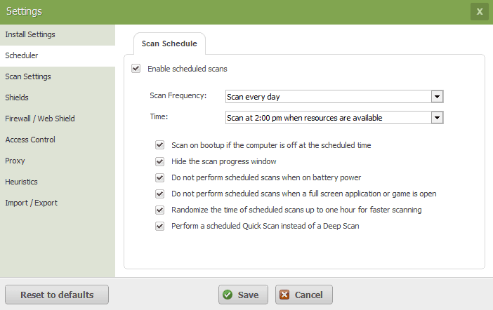 Scheduling scans in Webroot SecureAnywhere