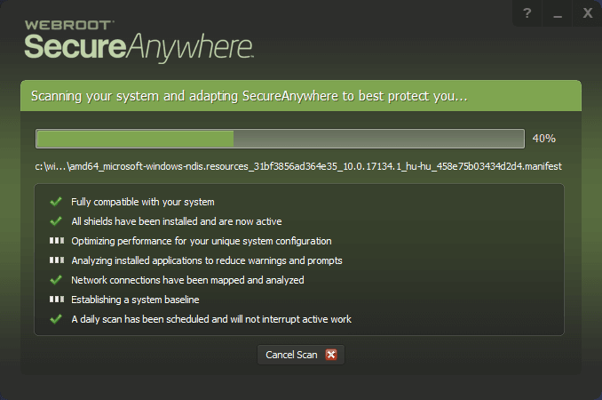 Initial scanning after setup