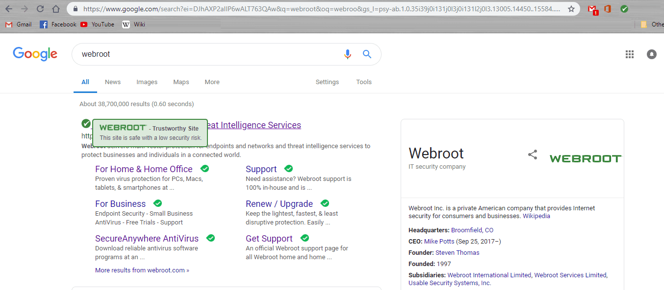 Webroot web shield filtering extension