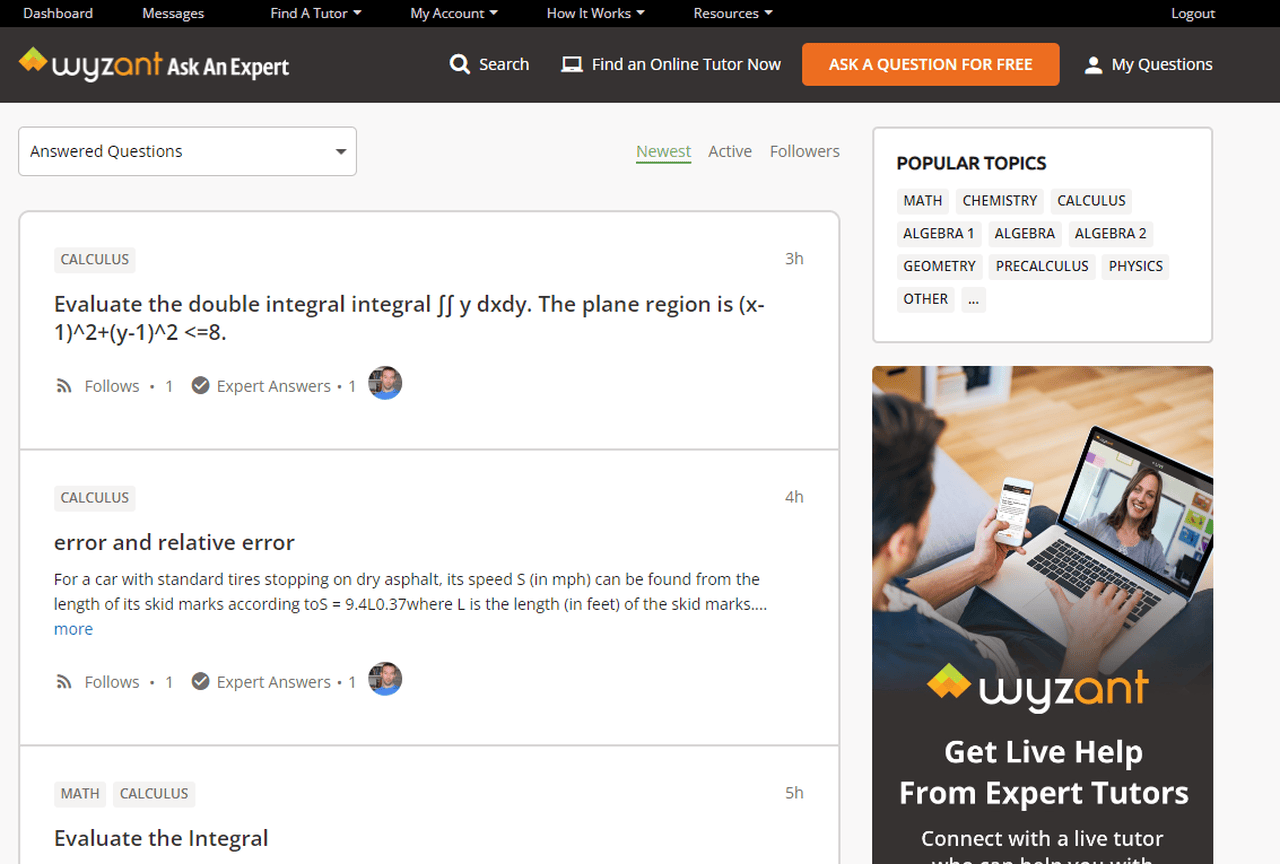 Wyzant ask an expert