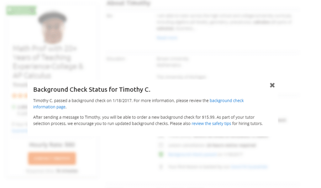 Wyzant background check