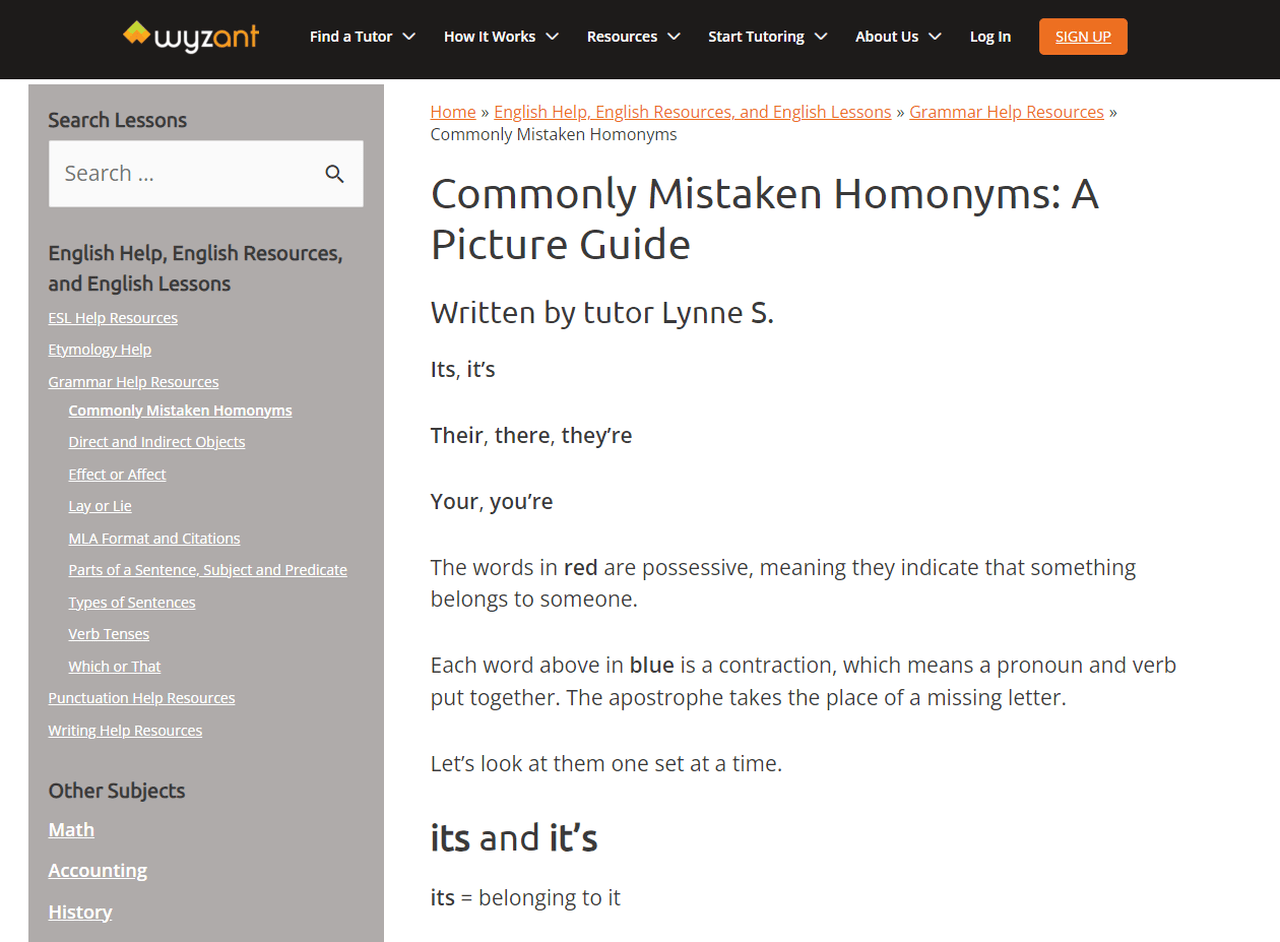 Wyzant english lesson