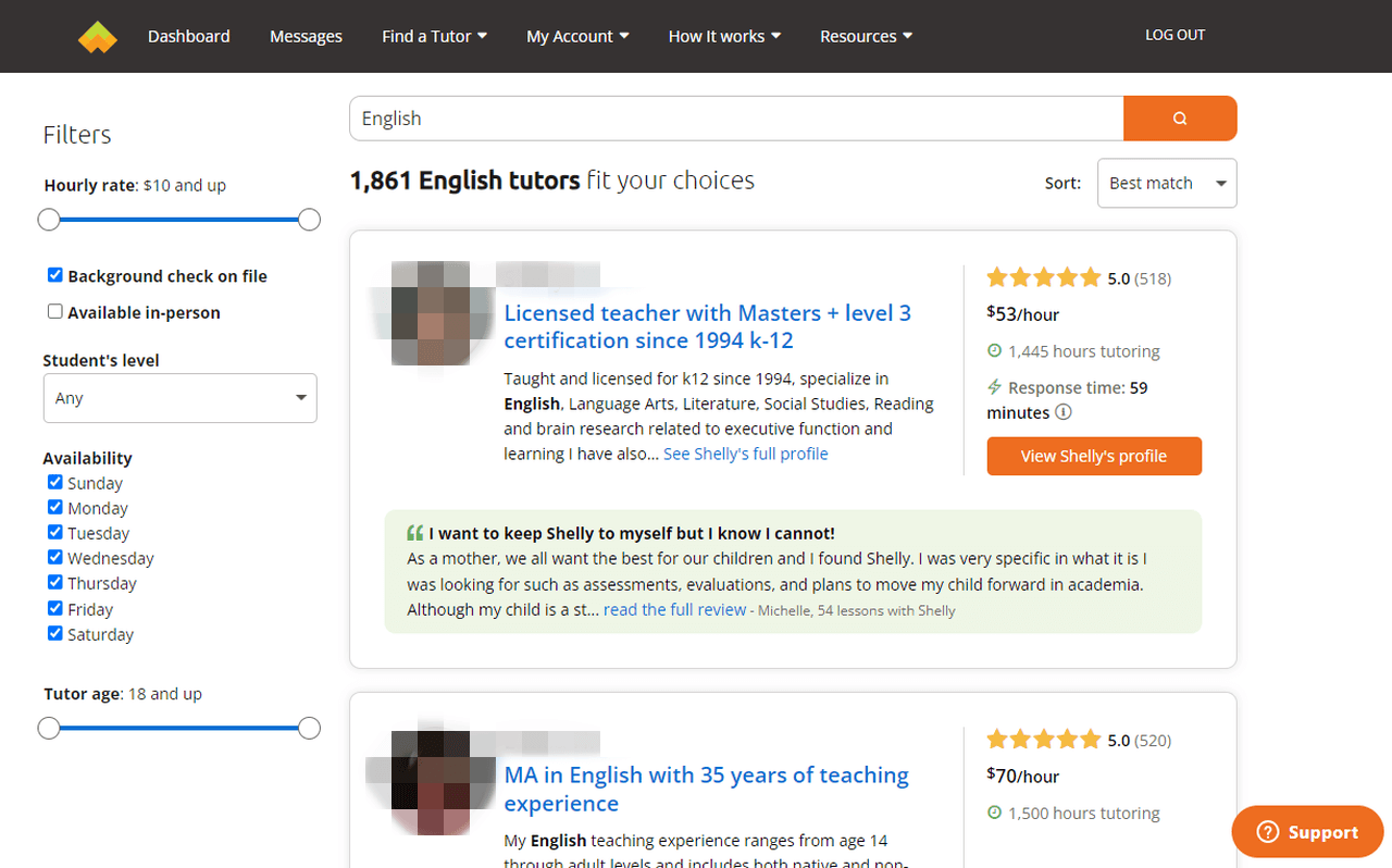 Wyzant english tutors