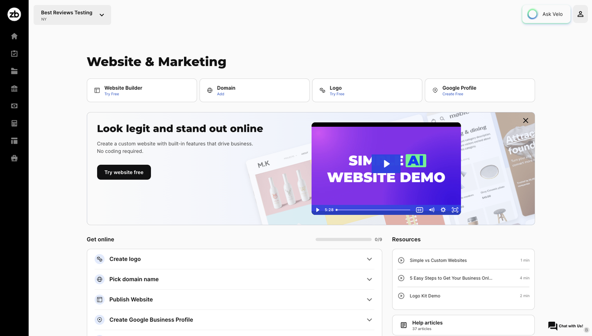 ZenBusiness branding tools