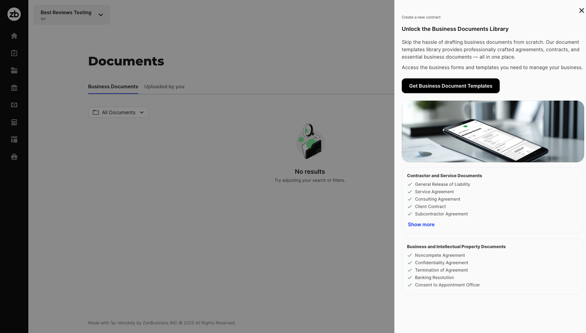 ZenBusiness business documents templates