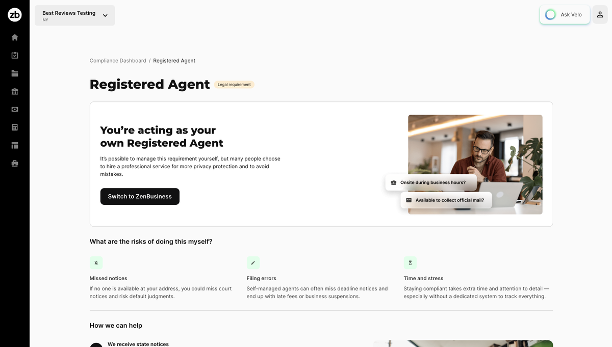 ZenBusiness registered agent