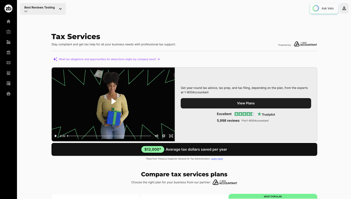 ZenBusiness tax services