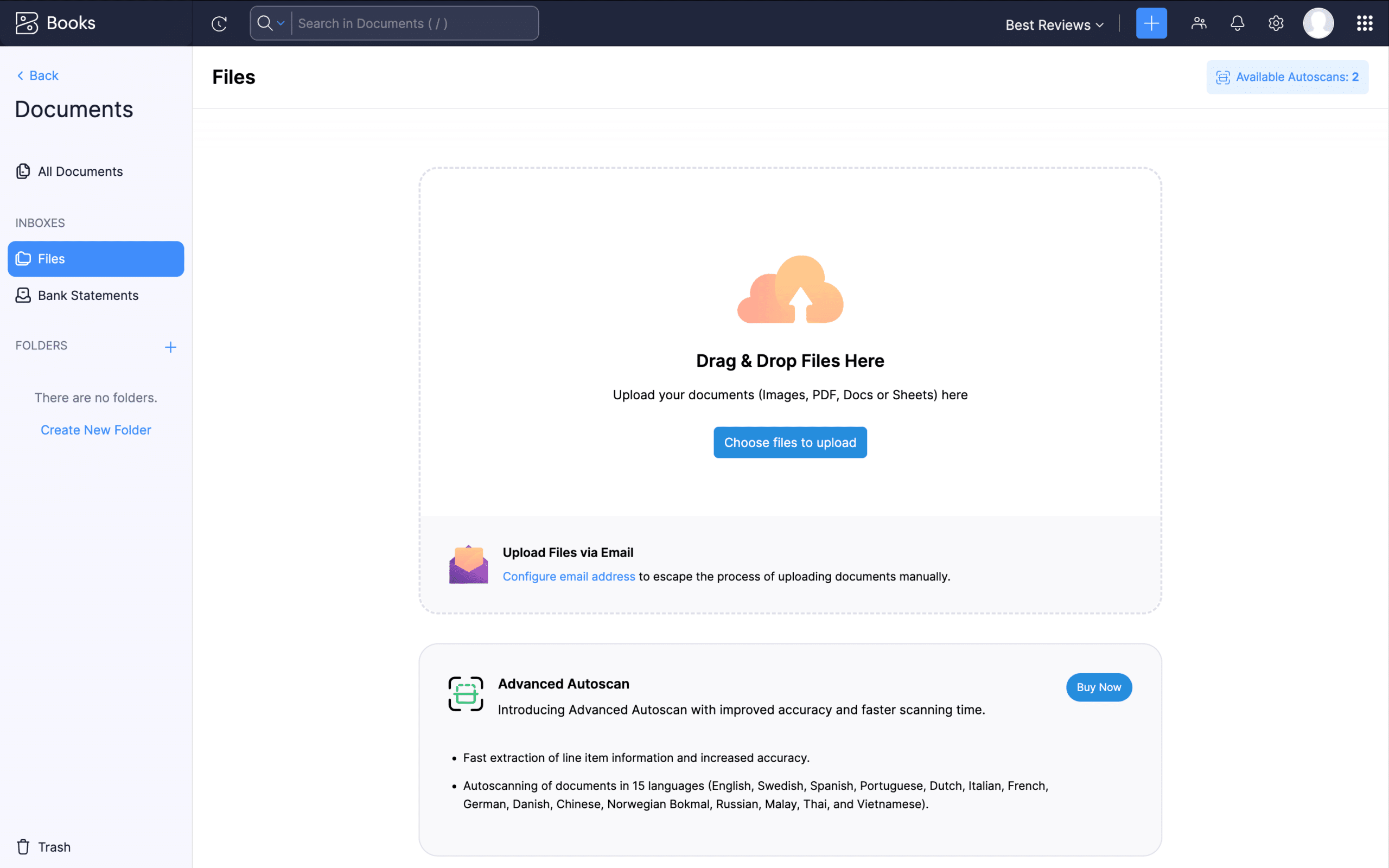 Zoho Books document management