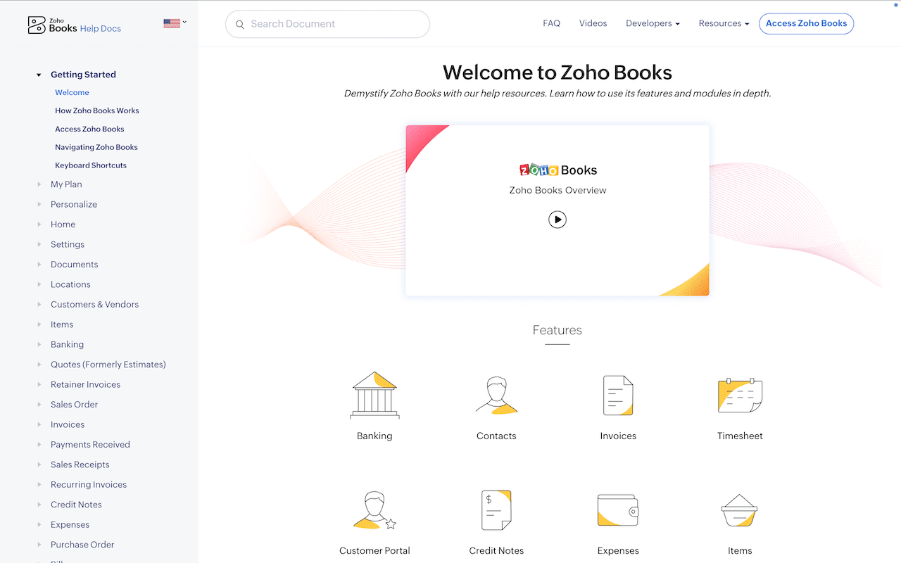 Zoho Books user guides
