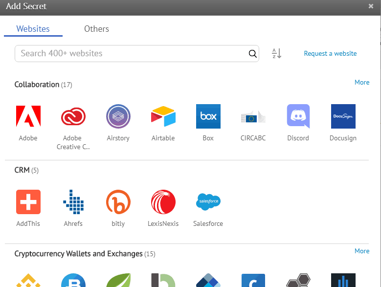 Adding secrets in Zoho Vault