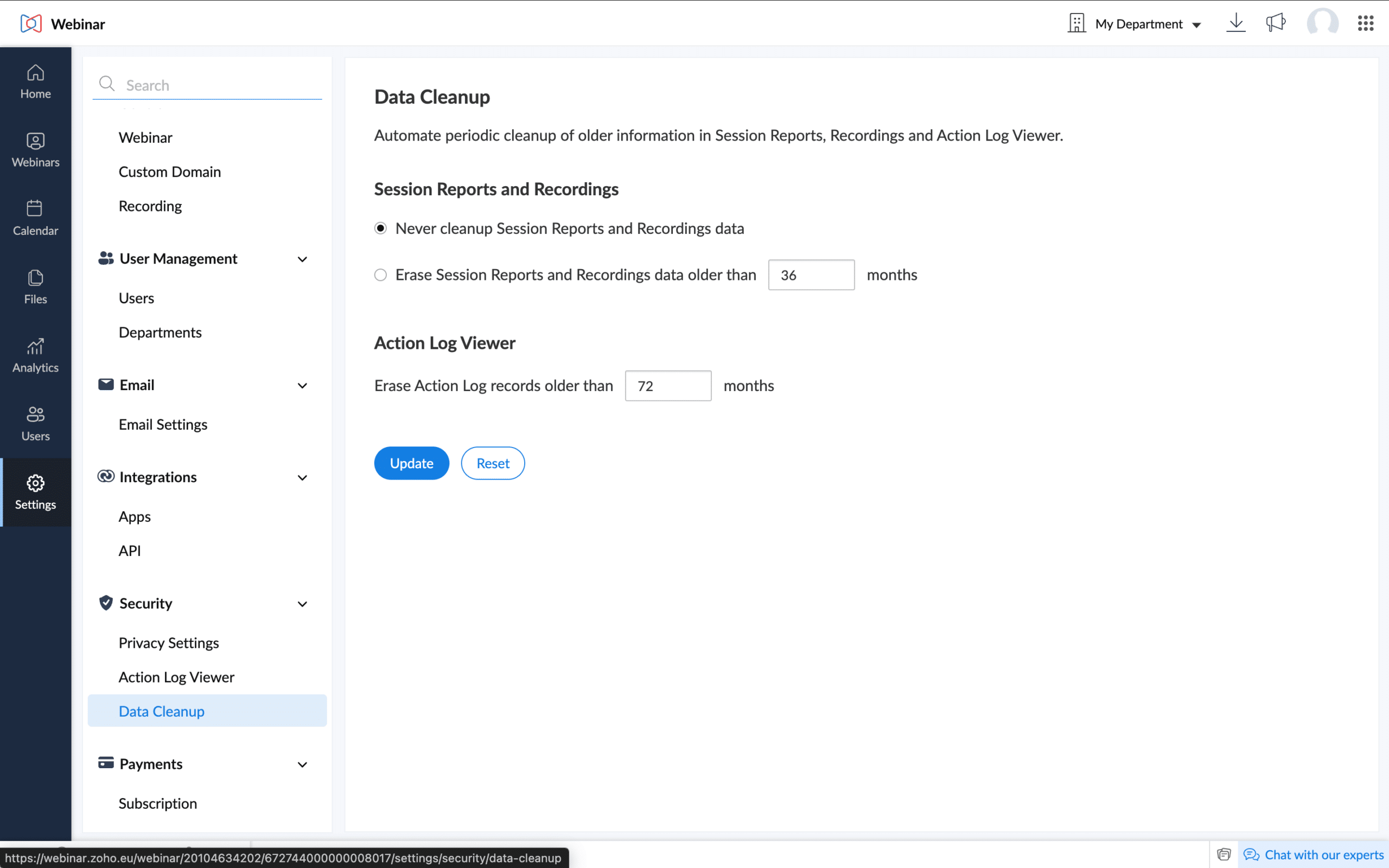 Zoho Webinar data cleanup