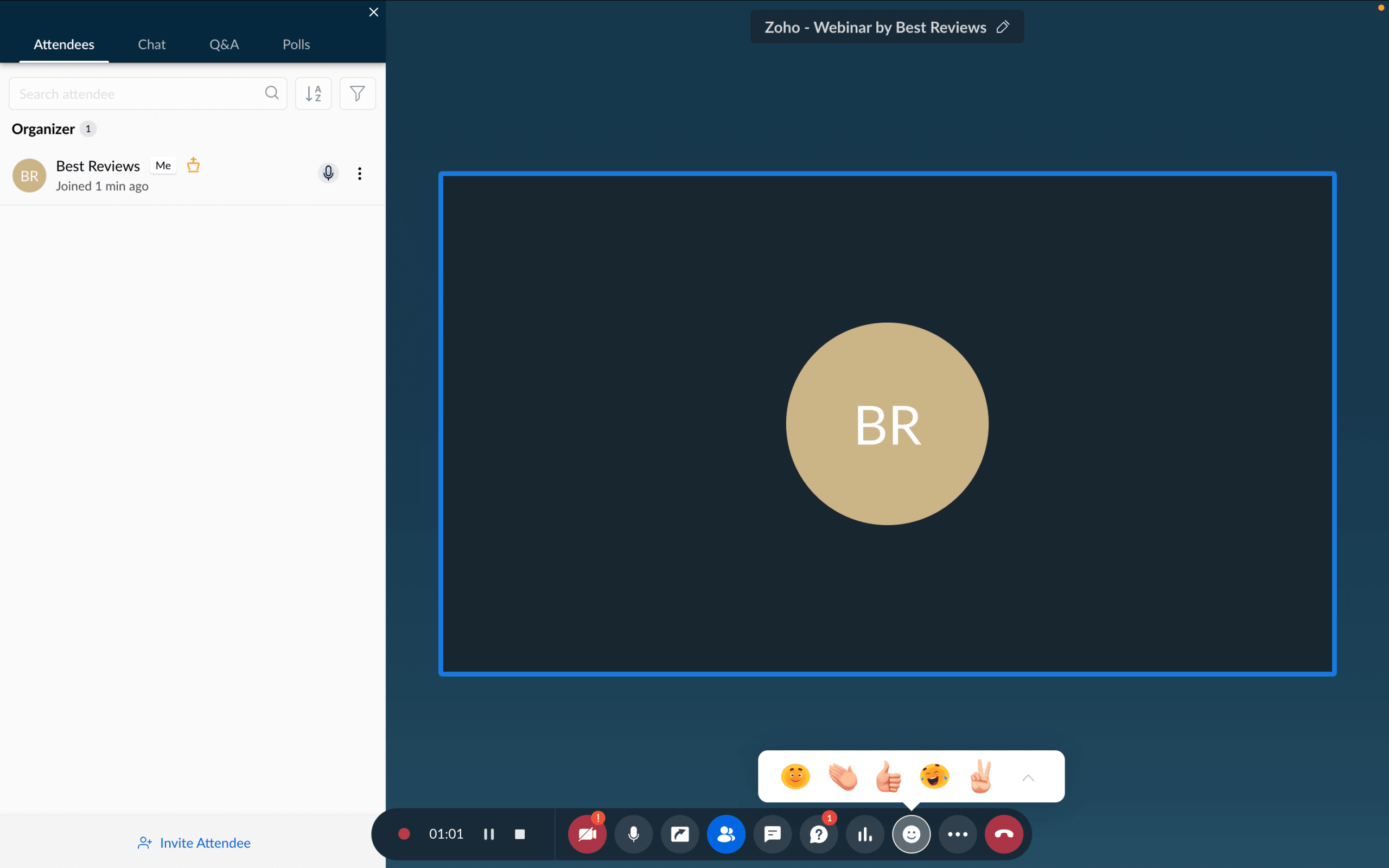 Zoho Webinar emoji reaction