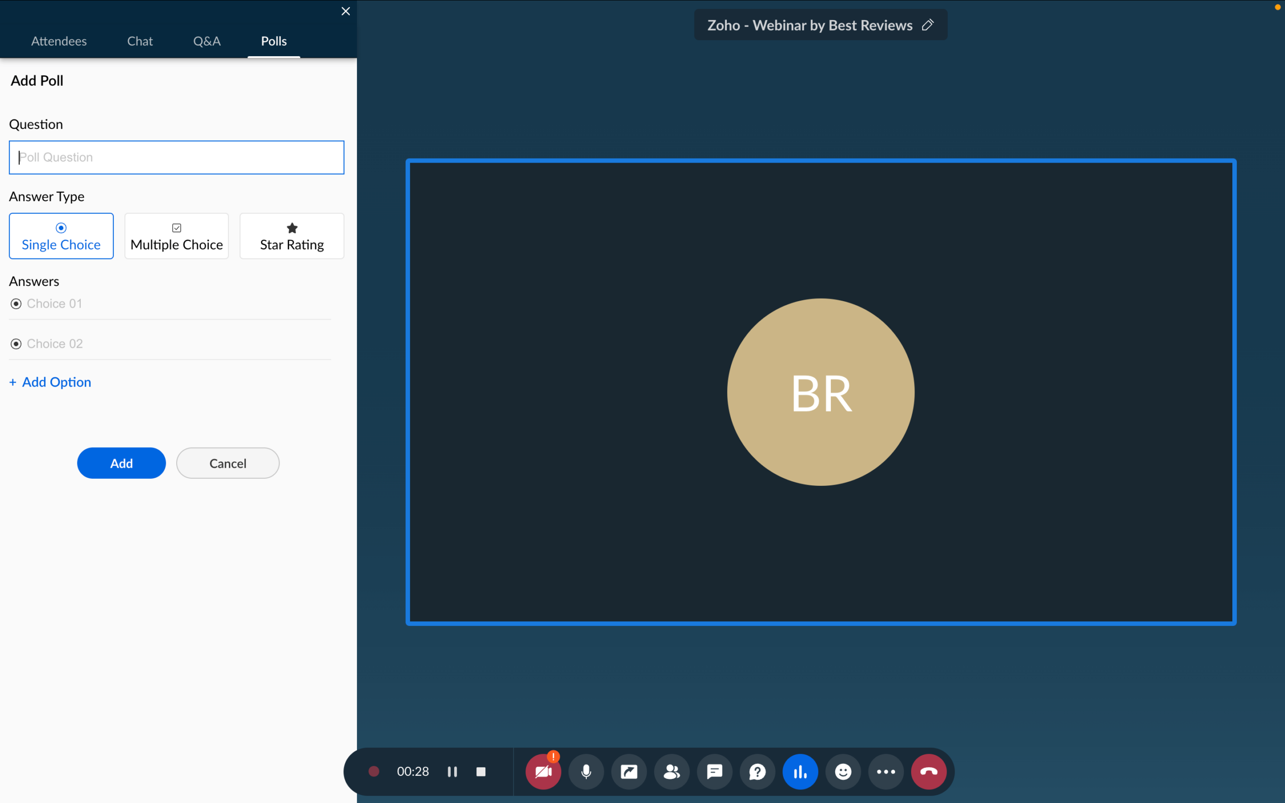 Zoho Webinar poll creation