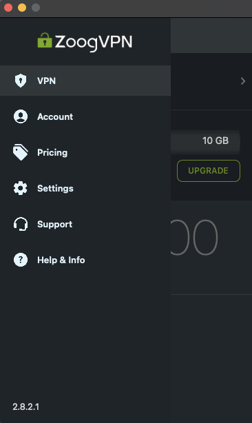 ZoogVPN macOS menu