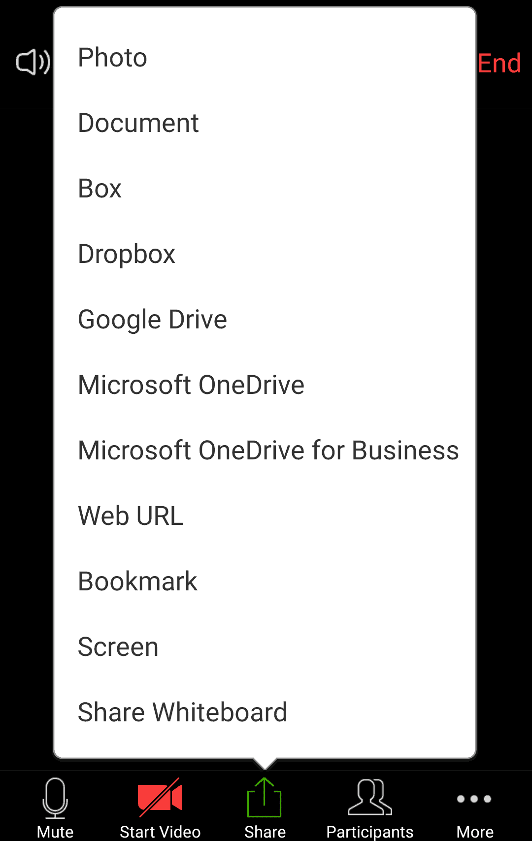 Zoom Android meeting share