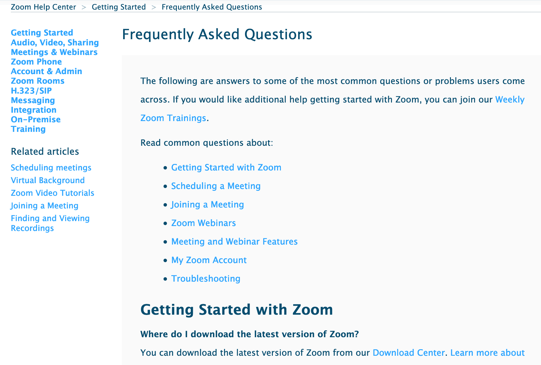 Zoom FAQ