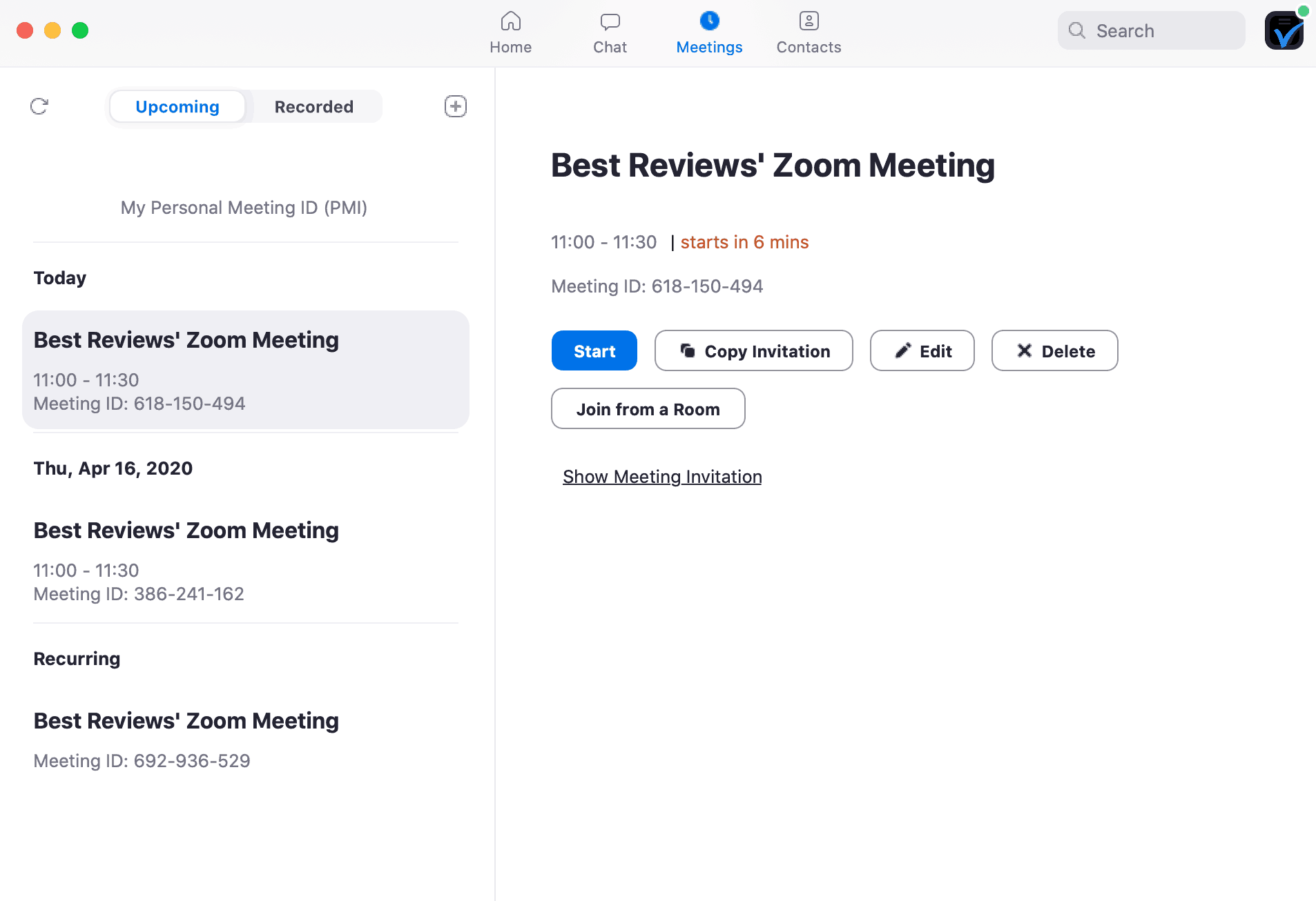 Zoom meetings